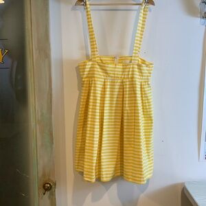 Unique Vintage Yellow Striped High Waisted Skirt with Suspenders